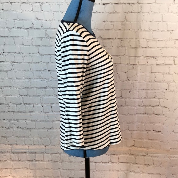 J Crew blu striped 3/4 length sleeve - Picture 2 of 5
